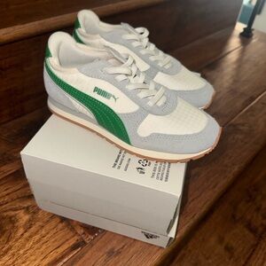 Puma Kids' White and Green Sneakers